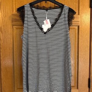 Xieerduo Striped Lace Trim Tank Top NWT Size Large